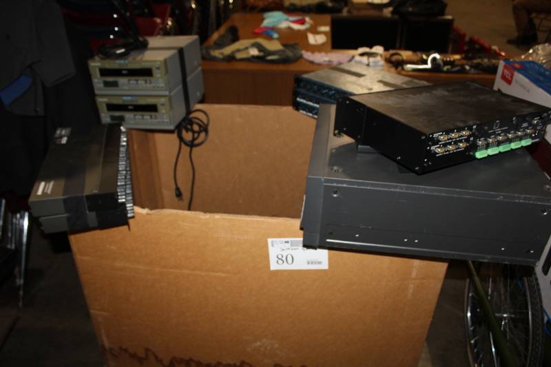 lot 80 image: Surveillance System with Panasonic SVHS VCR AG-5700, Pioneer DVD Recorder PRV-LX1, Rack-Mount Shure SCM810, SM10 Line Mixers, Cables, Accessories