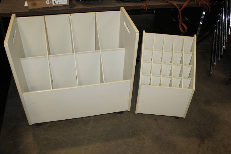 lot 200 image: 8-Slot, 20-Slot Wood Rolling Blueprint Cabinets
