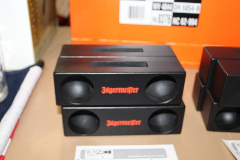 lot 118 image: Jagermeister Wood Phone Speakers
