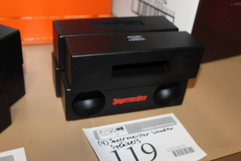 lot 119 image: Jagermeister Wood Phone Speakers