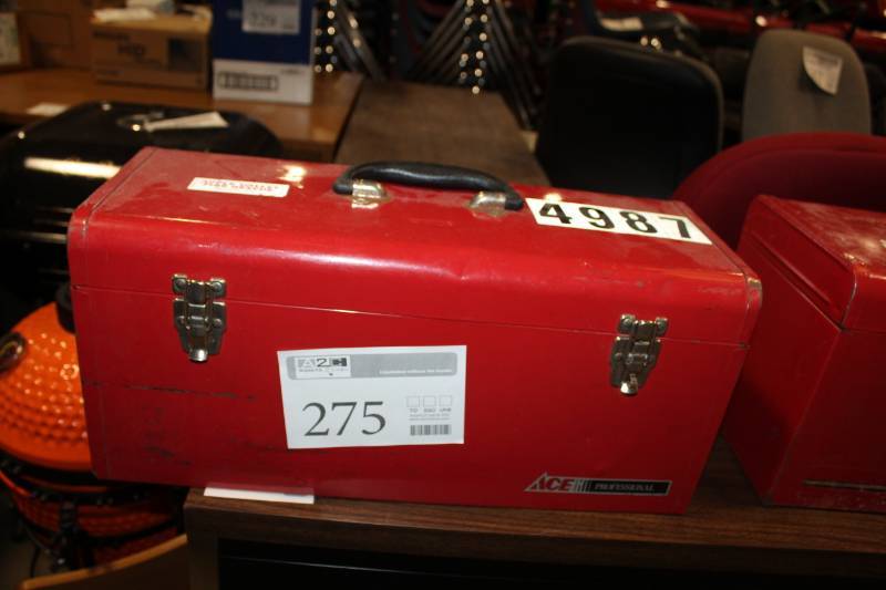 lot 275 image: Metal Tool Box with Tool Tray, Sockets and Other Hand Tools