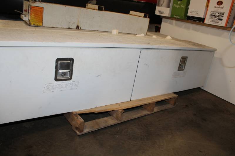 lot 161 image: Weather Guard Locking Metal Pickup Utility Box with Drop Down Doors