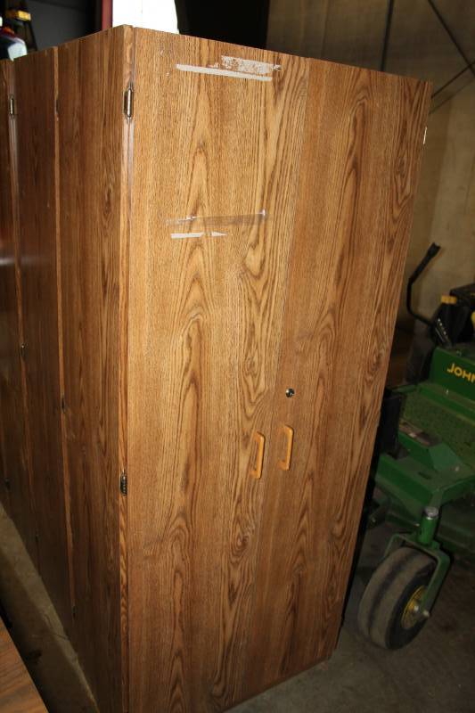 lot 190 image: Wood Storage Cabinet with 2-Doors, 6-Adjustable Shelves, 1-Fixed Shelf