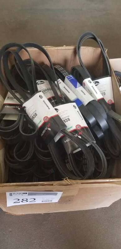 lot 282 image: Large Box of More than (30) New Belts for Auto, Trucks  and Equipment