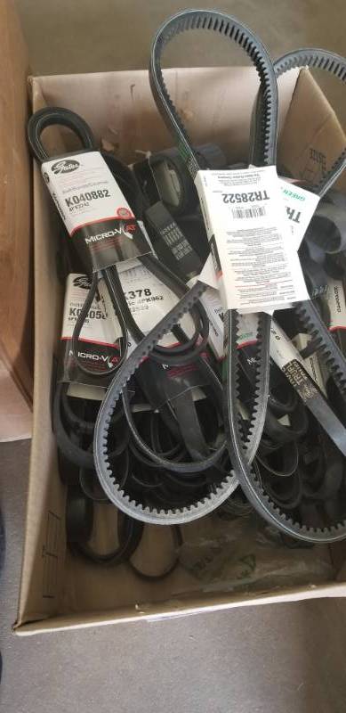 lot 283 image: Large Box of More than (30) New Belts for Auto, Trucks  and Equipment