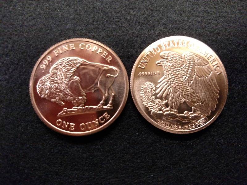 lot 95 image: (2) One Ounce .999 Copper Coins...