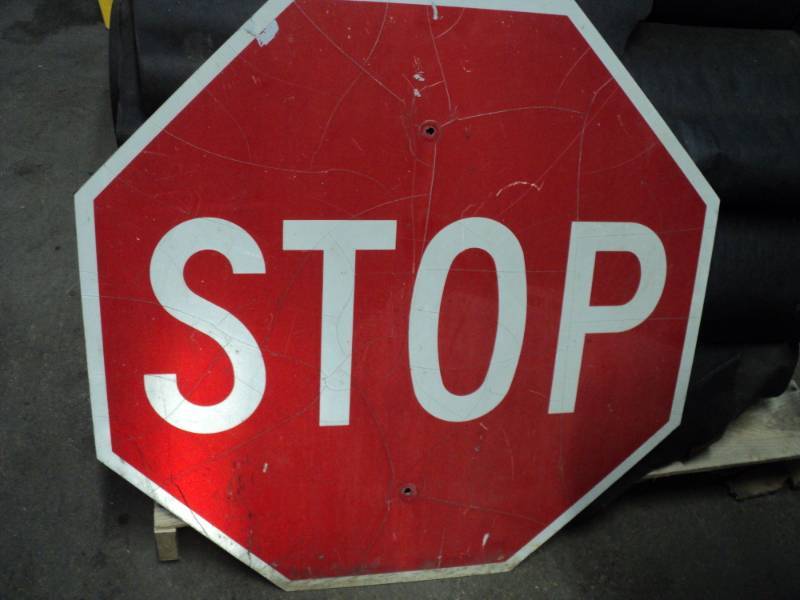 lot 250 image: Stop Sign- Metal 30 Wide and High...