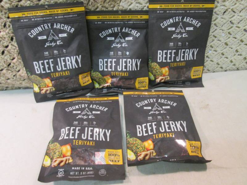 lot 58 image: 5 Bags of Teriyaki Beef Jerky Best ...