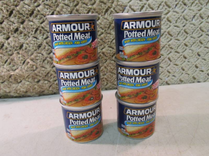 lot 62 image: 6 Cans of Armour Potted Meat Best b...