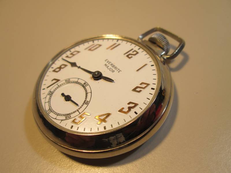 lot 160 image: Everbrite Major Silver Pocket Watch...