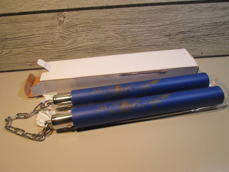 lot 179 image: Pair of Padded Dragon Nunchucks wit...