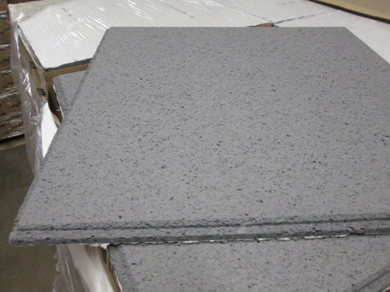 lot 275 image: Single (1) CASE to fill in if you need more for a prior large lot - 8 tiles per case  USG CGC Acoustical ceiling panels, 2 x 2 foot, Clima Plus Warranty, Anti sag, Beveled Edge.  Frost (Gray) color.  Brand new