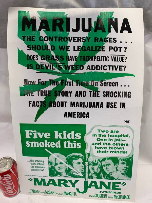 lot 15 image: Mary Jane Marijuana Poster on Heavy Stock Cardboard