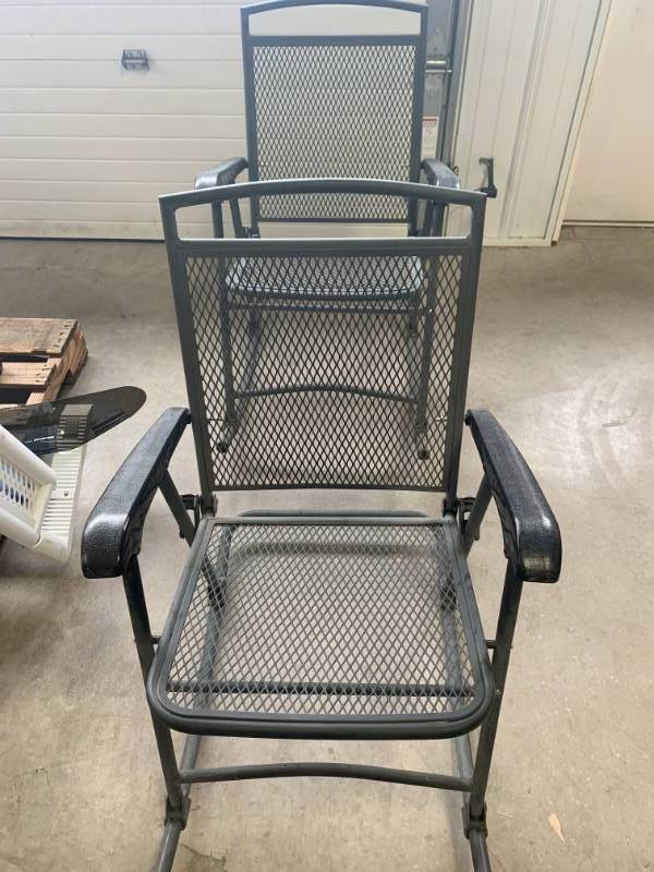 lot 30 image: Lot of 2 Metal Rocking Chairs
