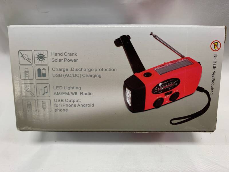 lot 41 image: Solar PoweredHand Crank Light, Cell Phone Charger, and Emergency Radio