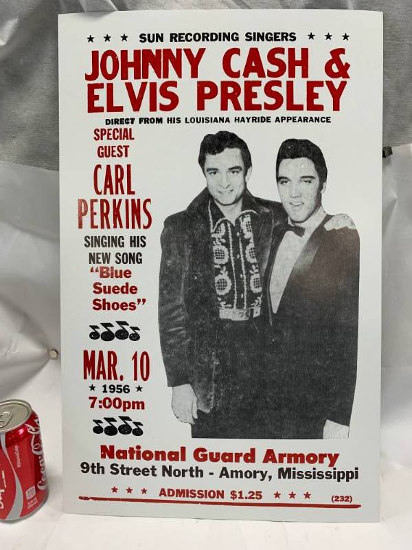 lot 54 image: Johnny Cash & Elvis Concert Poster on Heavy Stock
