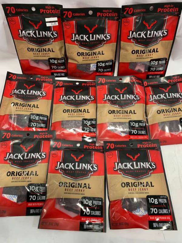 lot 93 image: 10 Bags Jack Link Original Beef Jerky