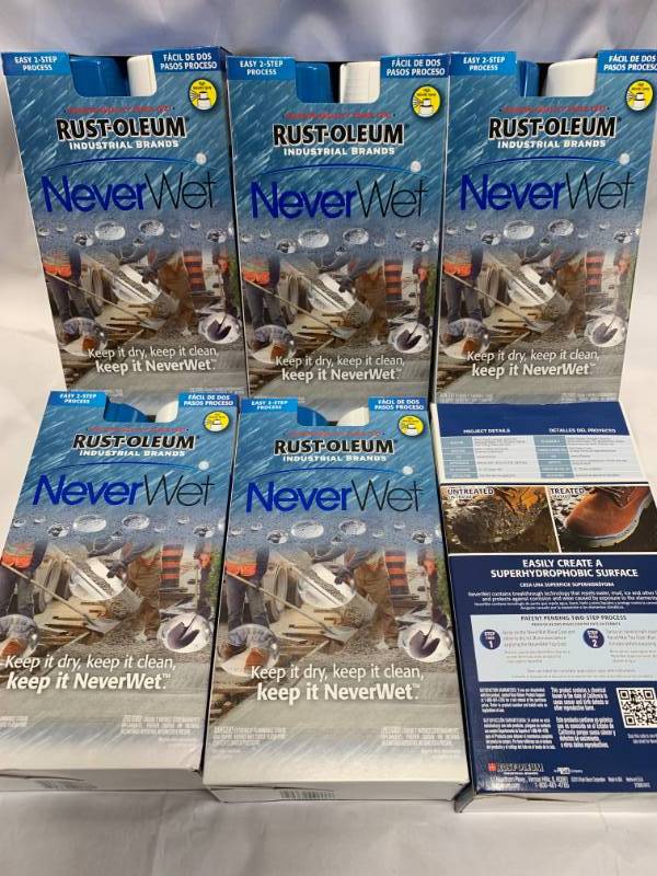 lot 103 image: Full Case of Rust-Oleum Never Wet ($89.70 retail)