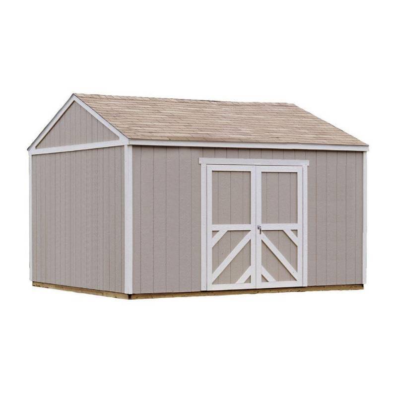 lot 8 image: Handy Home Products Columbia 12 ft. x 16 ft. Wood Storage Building Kit, 18218-1 - New in Box.