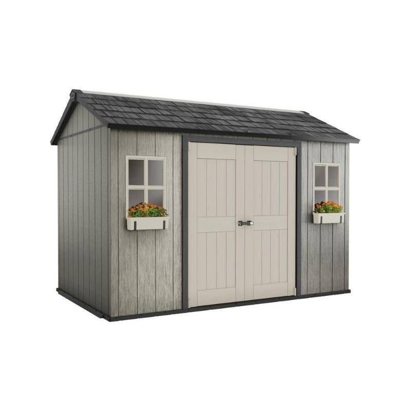 lot 10 image: Keter My Shed 11 ft. x 7.5 ft. Fully Customizable Storage Shed, 230365 - NEW in BOX