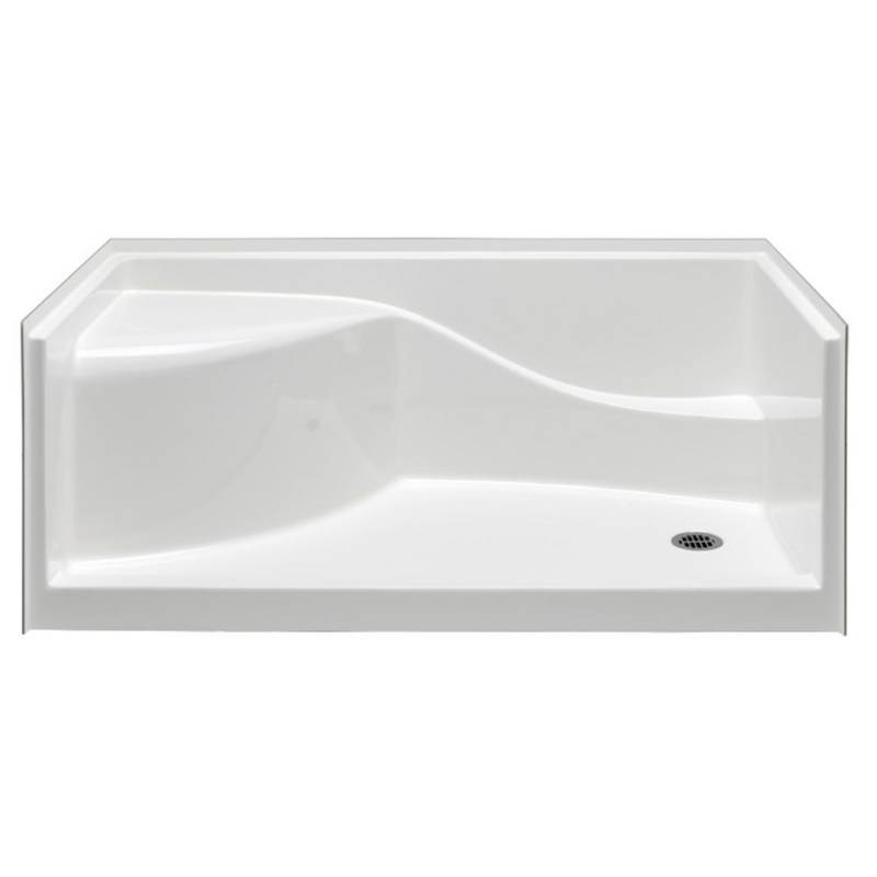 lot 86 image: Aquatic Coronado 60 in. x 30 in. Single Threshold Acrylx Applied Acrylic Shower Pan with Right Drain in White, AX6030SPANR-WH
