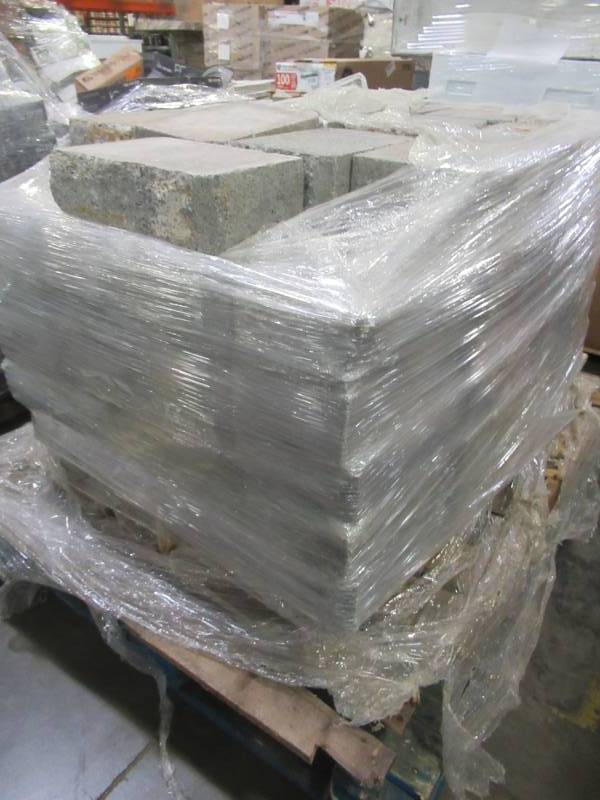 lot 146 image: RumbleStone Large 10.5 in. x 7 in. x 3.5 in. Greystone Concrete Wall Block Approximately 96 Pcs