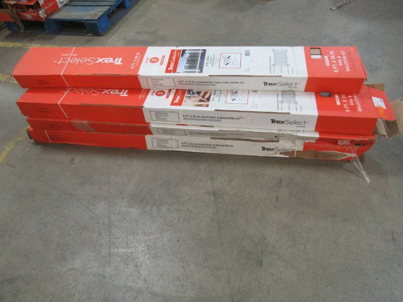lot 170 image: Trex Select 6 ft. Classic White Composite Deck Stair Rail & Baluster Railing Kits, WTRD0636SSELKRT - 7 Kits