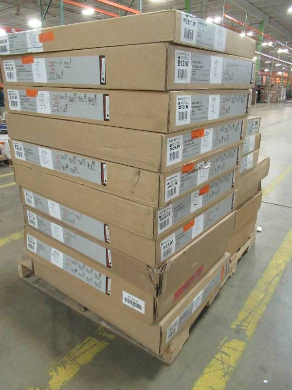 lot 209 image: WHOLESALE MIXED PALLET OF RETURNS - EUROSTYLE BASEWALL CABINETS AND SHELFDRAWER KITS