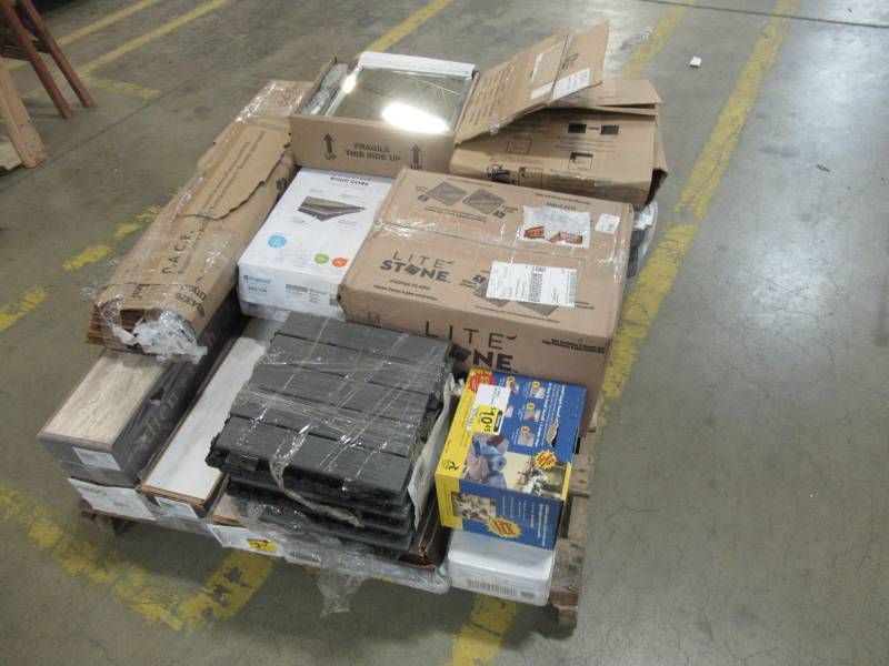 lot 210 image: WHOLESALE MIXED PALLET OF RETURNS - VINYL FLOORING AND TILE