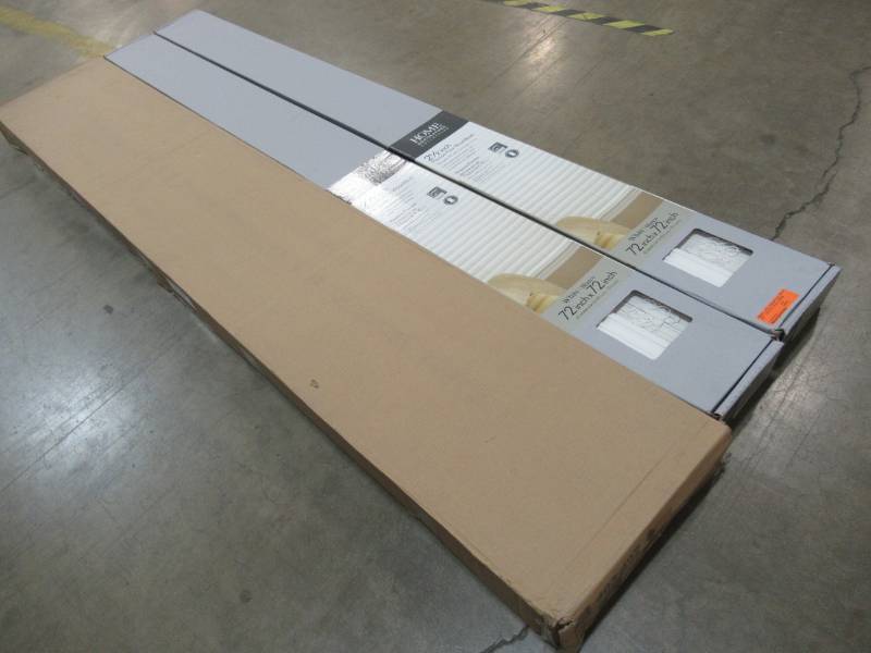 lot 107 image: 2 Cases (2 BlindsCase) of Home Decorators Collection White 2-12 in. Premium Faux Wood Blind - 72 in. W x 72 in. L - New in Box