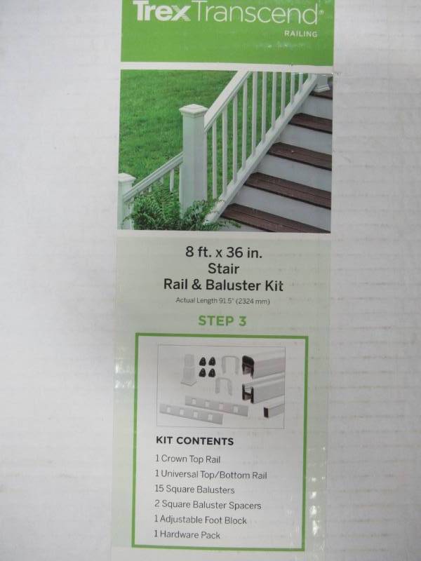 lot 162 image: Transcend 8 ft X 36 in. Composite Classic White Stair Rail Kit with 15 Balusters, WT0836SRK - 1 Kit