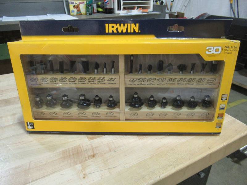 lot 213 image: IRWIN 30-Piece Carbide-Tipped Router Bit Set 1901049 - New in Box