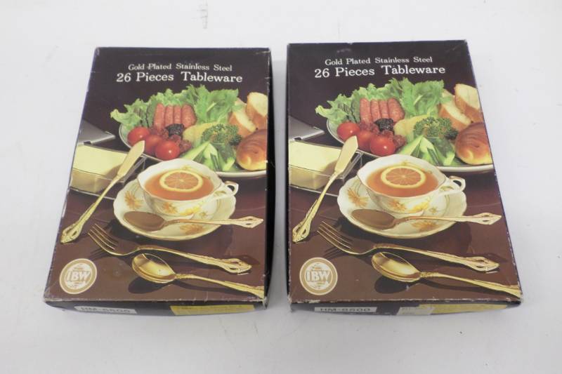 lot 73 image: 52 IBW Gold Plated Stainless Steel Tableware