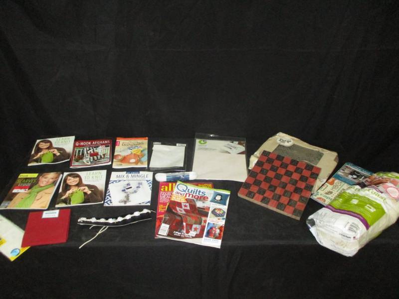 lot 43 image: Craft books, checker board, DIY Deer, Coffee Mat,