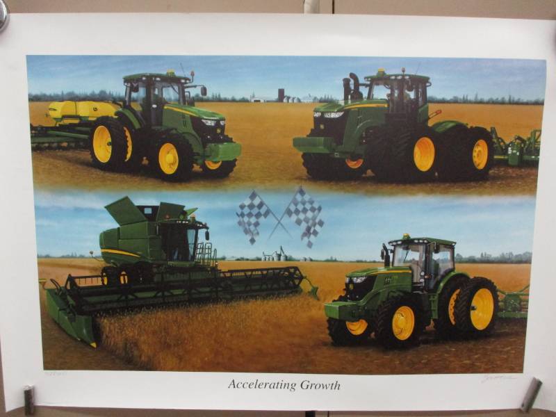 lot 81 image: John Deere Print Accelerating Growth numbered 5277000 Signed by  Solheim with certificate of Authenticity