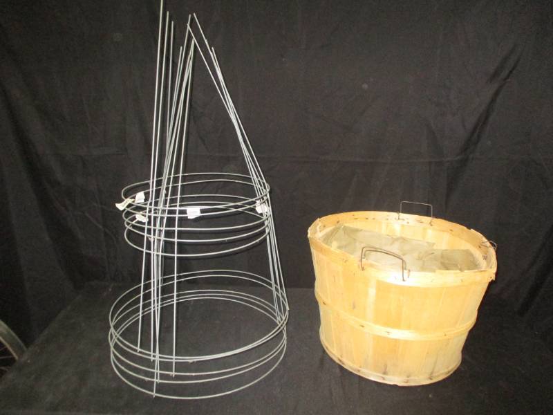 lot 142 image: Bushel Basket and Tomato Cages
