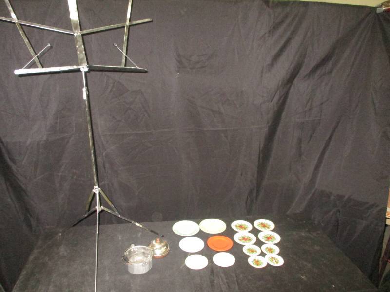 lot 151 image: Music Stand and Old Dishes