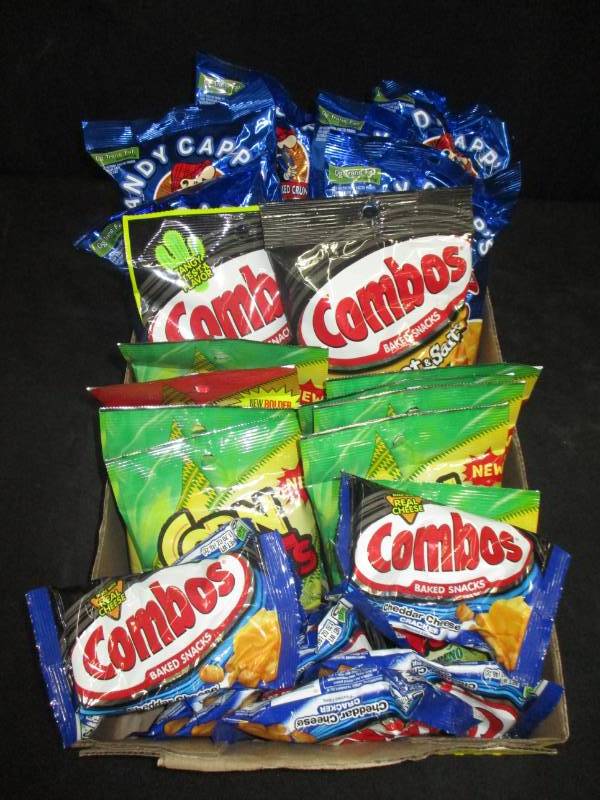 lot 202 image: 24 packs of combos, corn nuts and cheddar fries