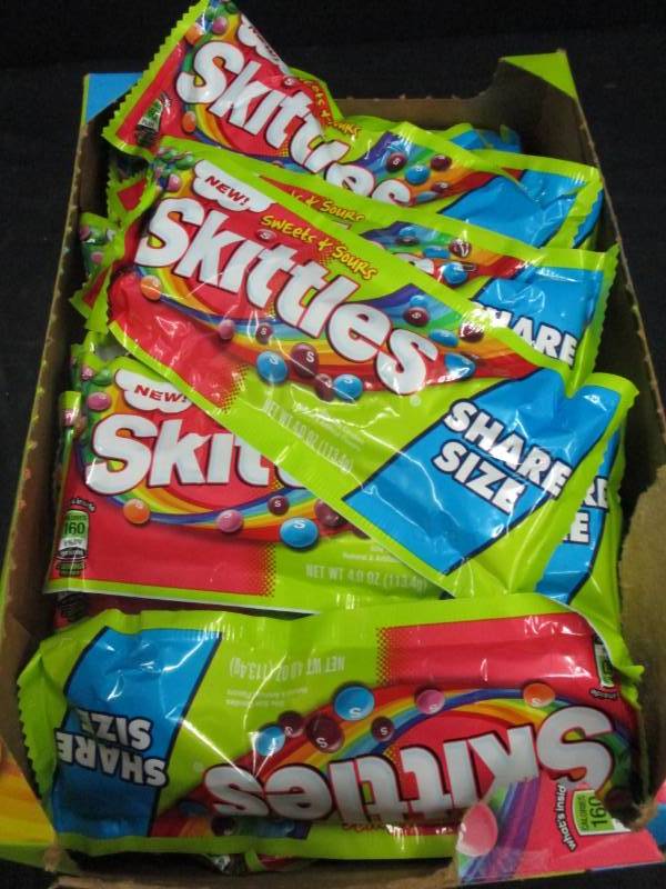 lot 227 image: 24 bags of king size skittles