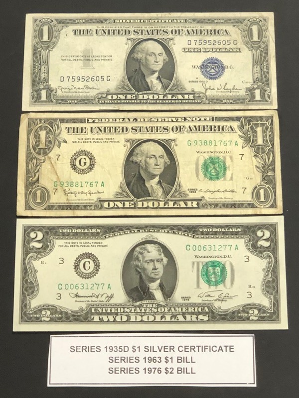 (1) Silver Certificate & (2) U.S. Currency Notes