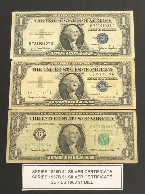 (2) Silver Certificates & (1) U.S. Currency Note
