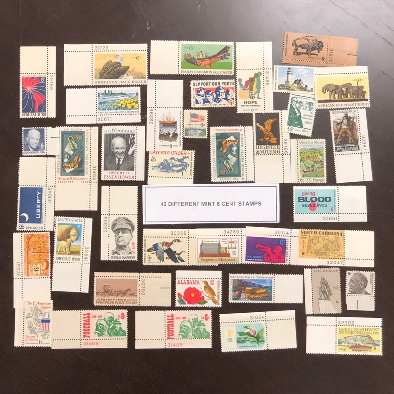 (40) Different Mint 6-Cent U.S. Stamps