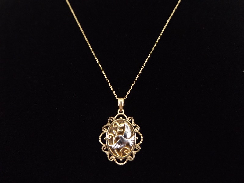10k Yellow Gold Holy Spirit Pendant Necklace