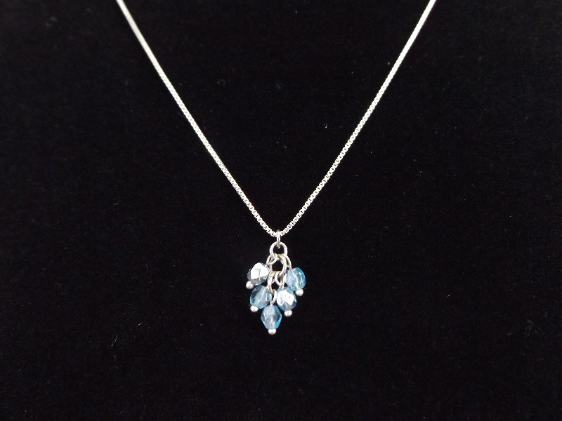 .925 Sterling Silver Blue Topaz Dangle Pendant Necklace