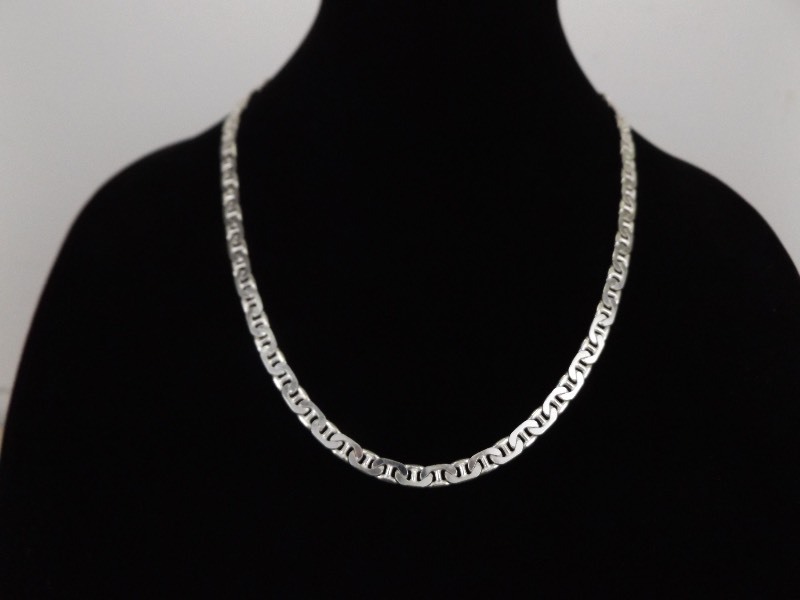 .925 Sterling Silver HEAVY Mariner Link Necklace