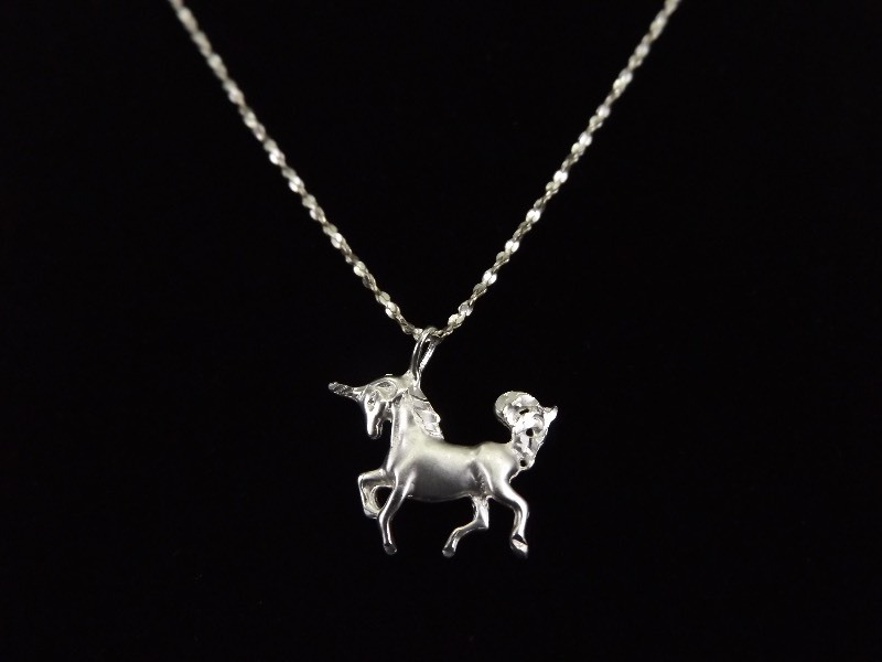 .925 Sterling Silver Baby Unicorn Pendant Necklace
