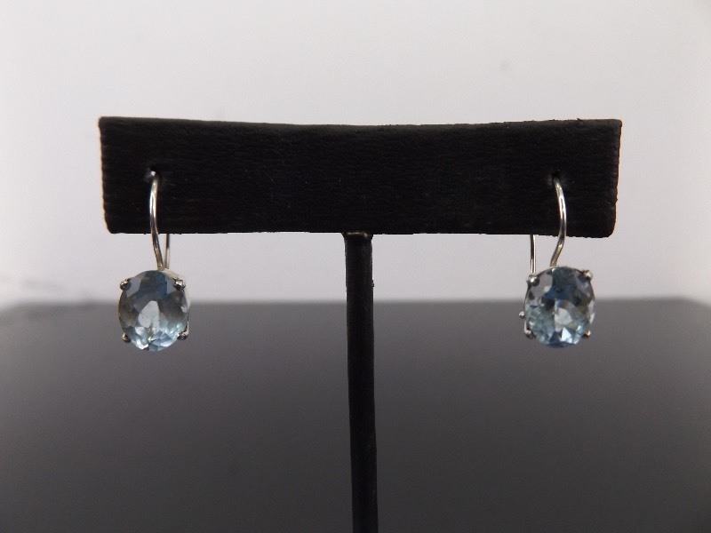 .925 Sterling Silver Faceted Blue Topaz Earrings