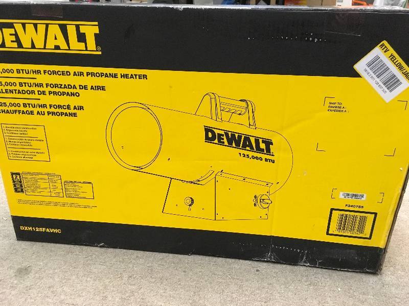 DEWALT 125,000 BTU Forced Air Propane Portable Heater in very good condition