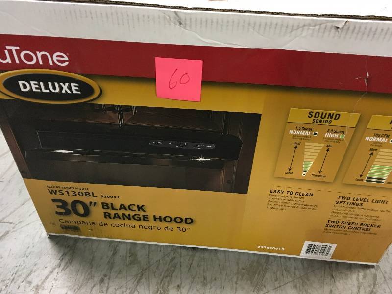 NuTone 220 CFM Allure I Series 30 in. Convertible Under Cabinet with Light Range Hood in Black in very good condition