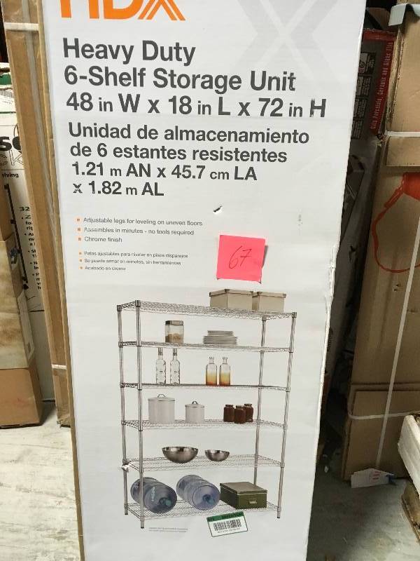 HDX 48 in. W x 72 in. H x 18 in. D Decorative Wire Chrome Heavy Duty Shelving Unit in very good condition